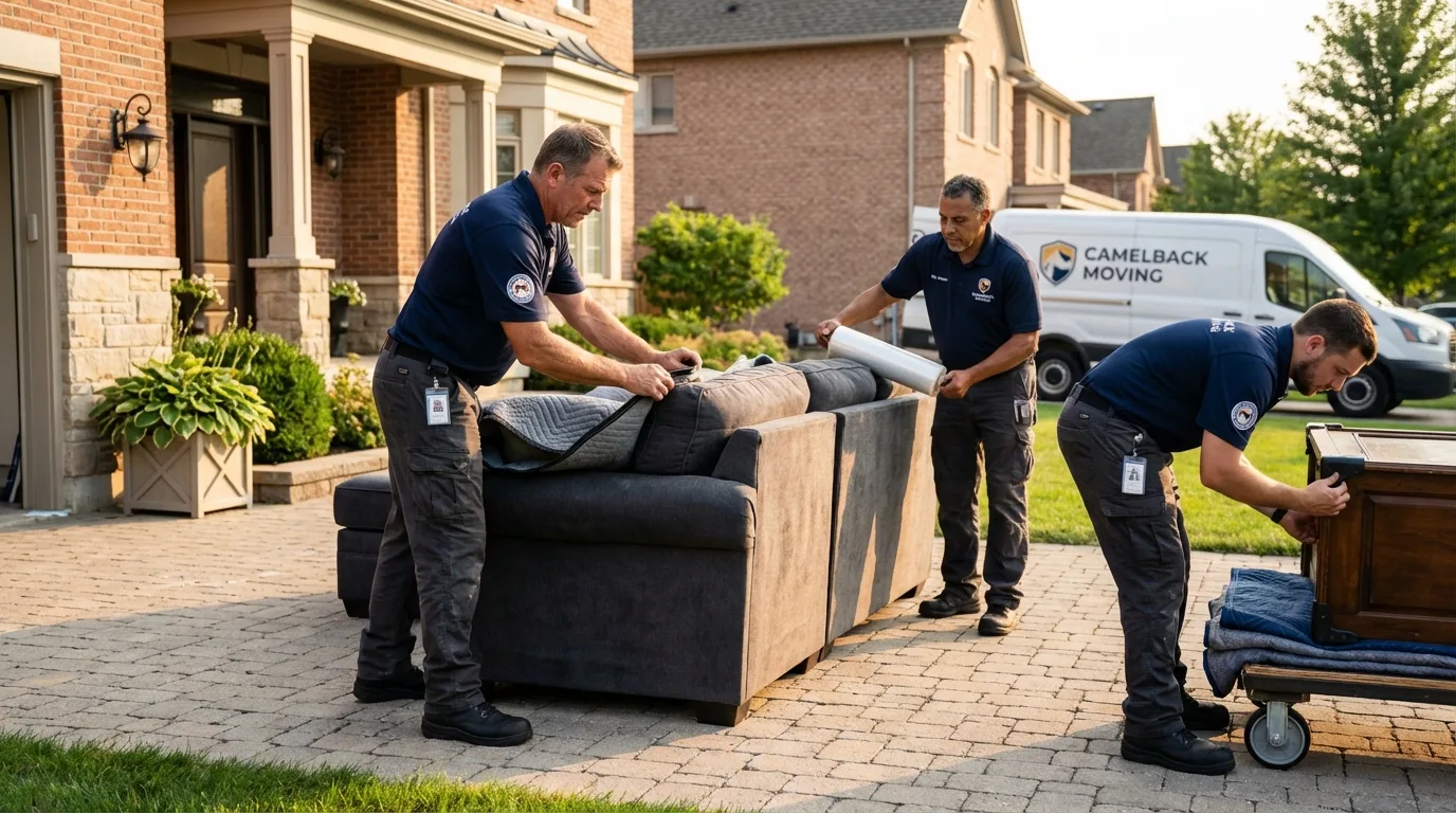 Large estate moving crew wrapping furniture in Zeeland, MI