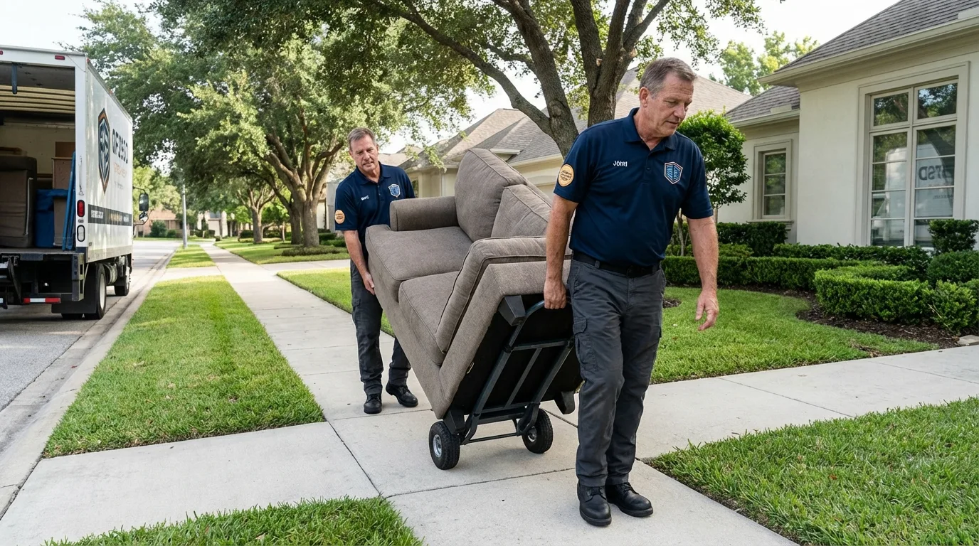 Local residential moving crew loading furniture in Zeeland, MI